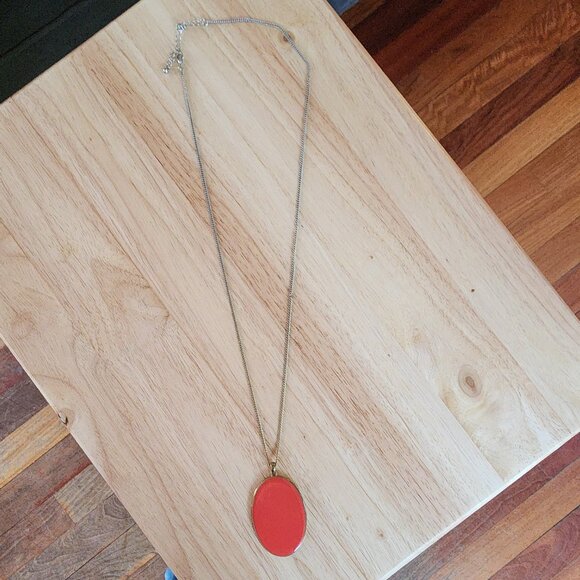 Claire's Coral Enamel Pendant Necklace - Picture 7 of 14